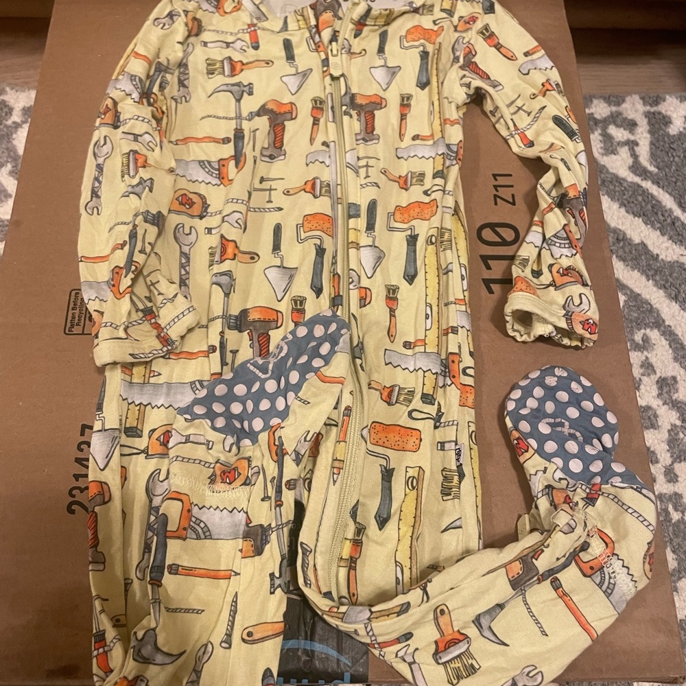 Kids Tool Print Pajama Set - Yellow